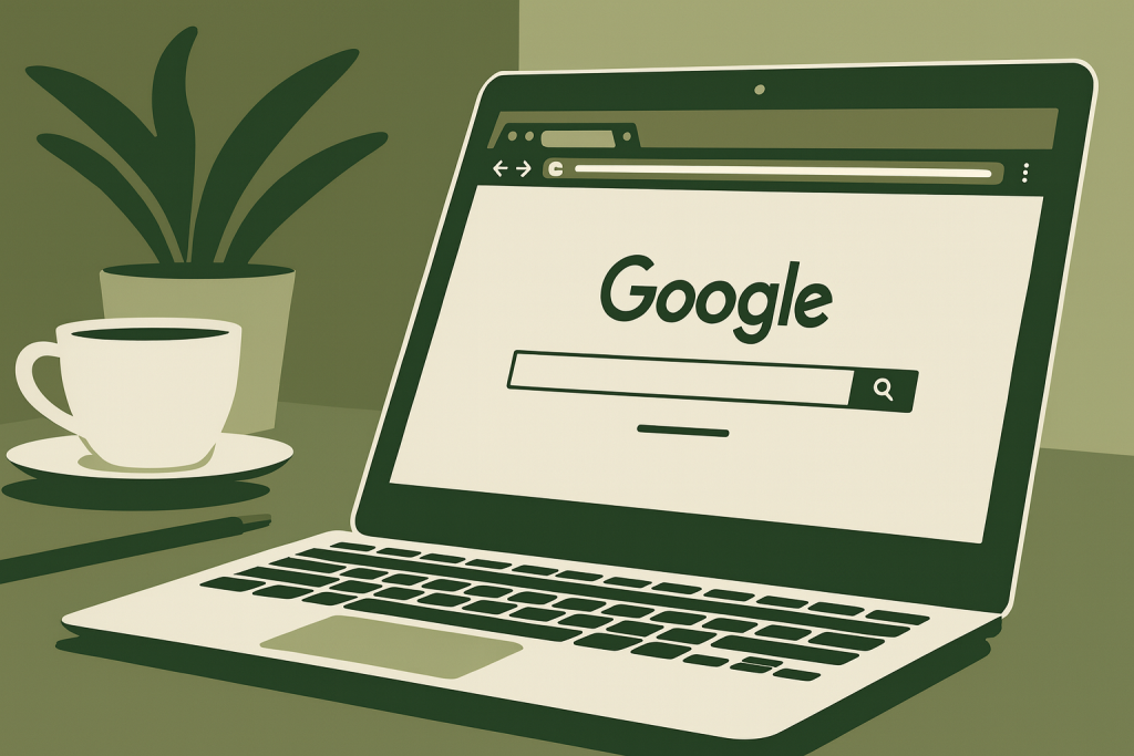 computer with google search on screen